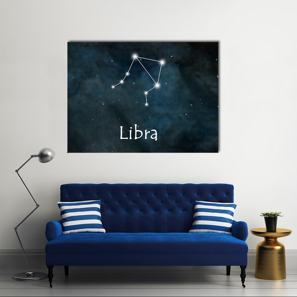 Libra Horoscope Constellation Canvas Wall Art-1 Piece-Gallery Wrap-36" x 24"-Tiaracle