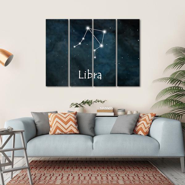 Libra Horoscope Constellation Canvas Wall Art-4 Horizontal-Gallery Wrap-34" x 24"-Tiaracle