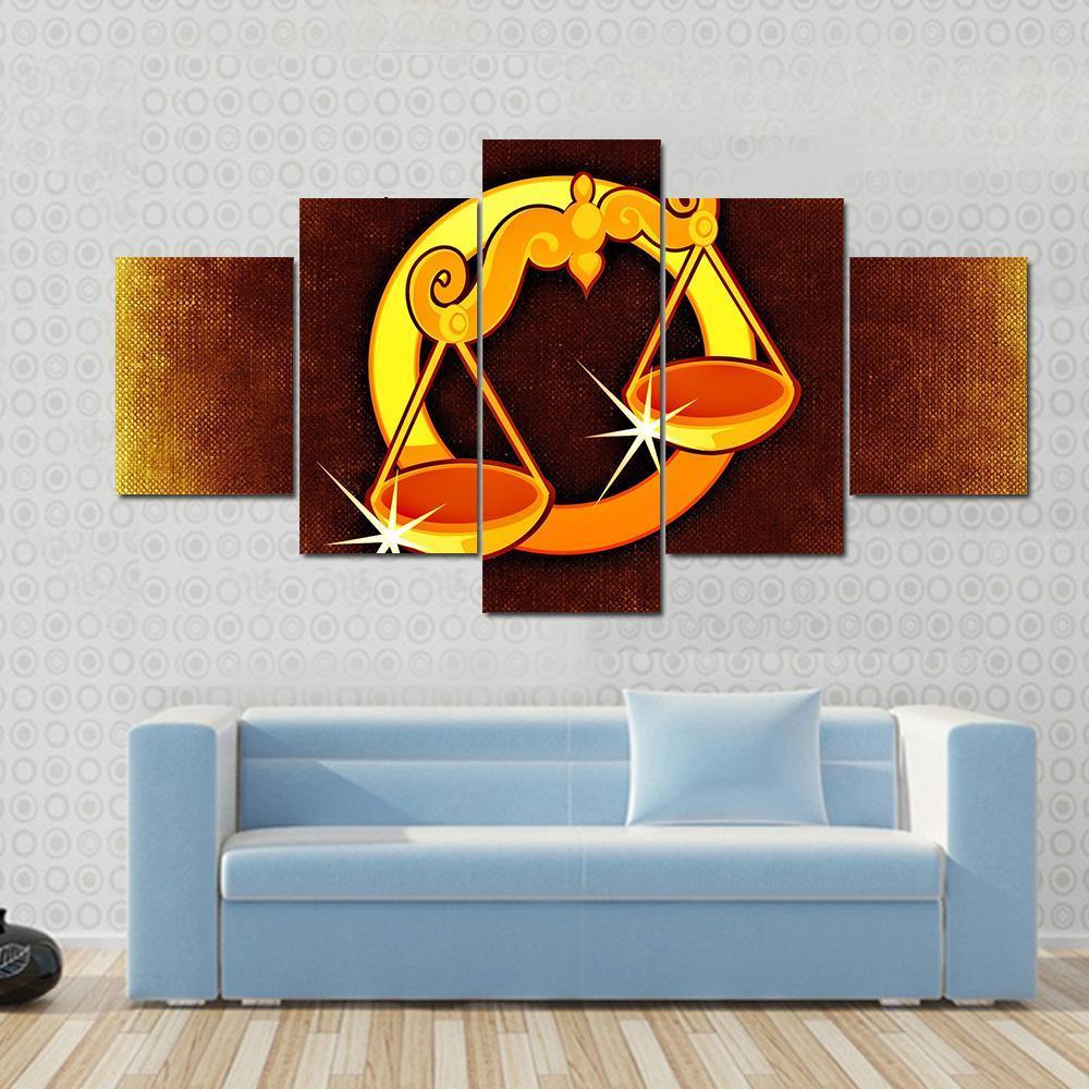 Libra Horoscope Canvas Wall Art-5 Star-Gallery Wrap-42" x 21"-Tiaracle