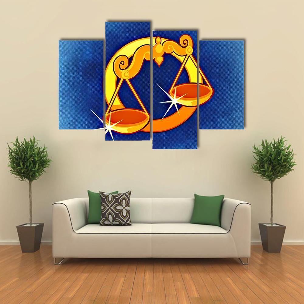 Libra Zodiac Sign Canvas Wall Art-4 Pop-Gallery Wrap-34" x 20"-Tiaracle