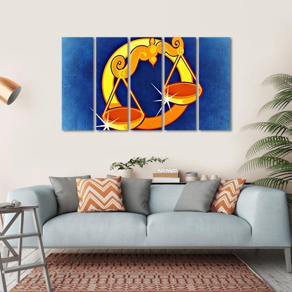 Libra Zodiac Sign Canvas Wall Art-5 Horizontal-Gallery Wrap-22" x 12"-Tiaracle