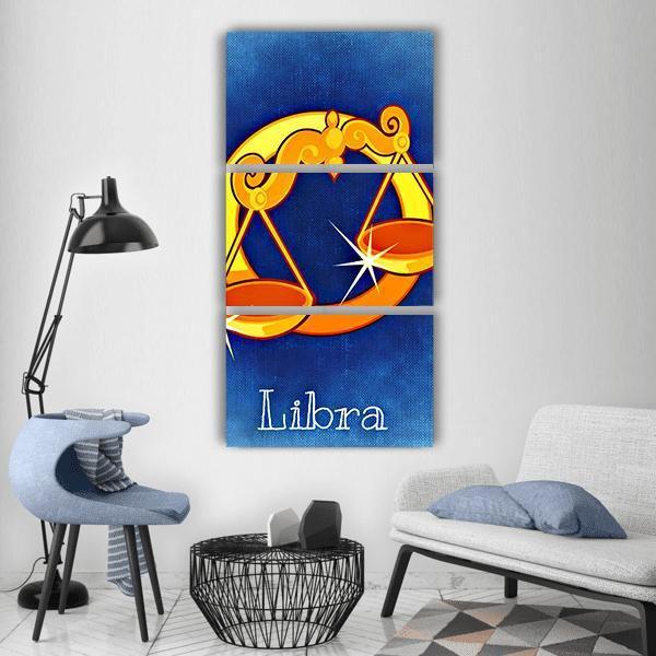 Libra Zodiac Sign Vertical Canvas Wall Art-3 Vertical-Gallery Wrap-12" x 25"-Tiaracle