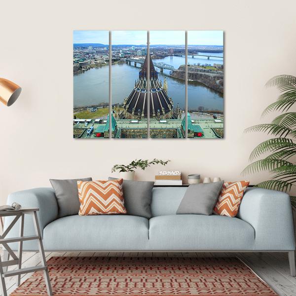 Library Of Parliament In Ottawa Canvas Wall Art-4 Horizontal-Gallery Wrap-34" x 24"-Tiaracle