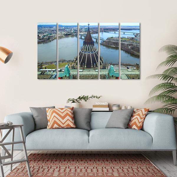 Library Of Parliament In Ottawa Canvas Wall Art-5 Horizontal-Gallery Wrap-22" x 12"-Tiaracle