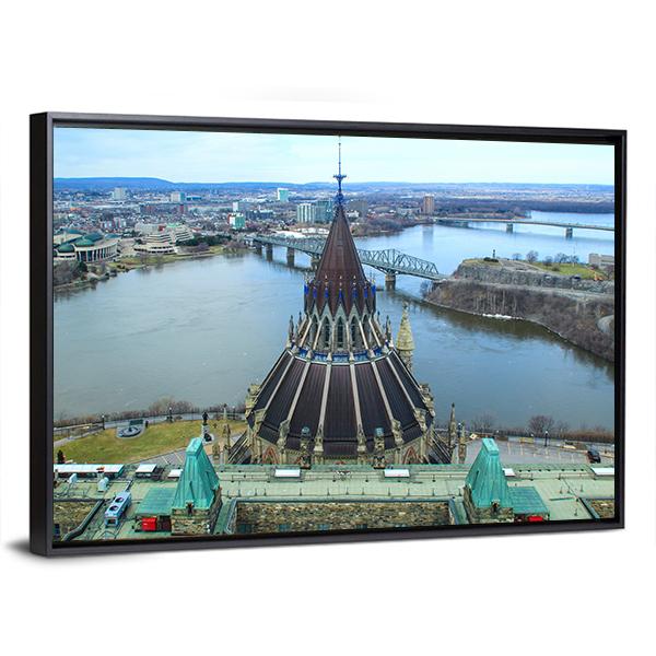 Library Of Parliament In Ottawa Canvas Wall Art-3 Horizontal-Gallery Wrap-25" x 16"-Tiaracle