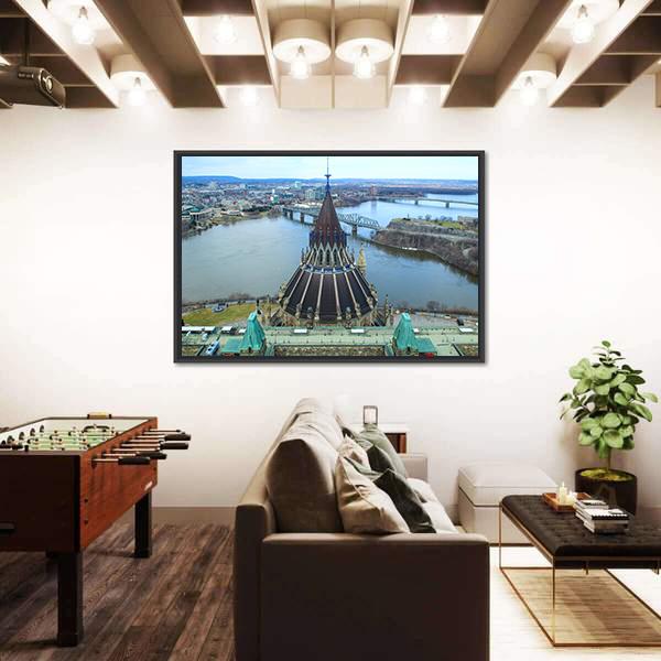 Library Of Parliament In Ottawa Canvas Wall Art-5 Horizontal-Gallery Wrap-22" x 12"-Tiaracle