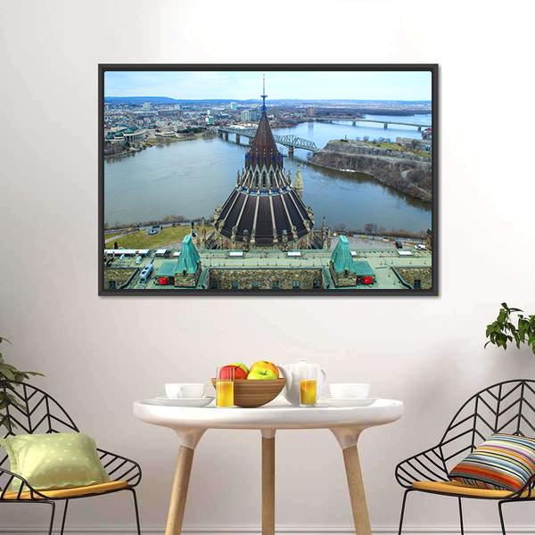 Library Of Parliament In Ottawa Canvas Wall Art-3 Horizontal-Gallery Wrap-25" x 16"-Tiaracle