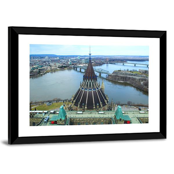 Library Of Parliament In Ottawa Canvas Wall Art-3 Horizontal-Gallery Wrap-25" x 16"-Tiaracle