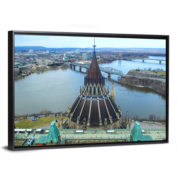 Library Of Parliament In Ottawa Canvas Wall Art-5 Horizontal-Gallery Wrap-22" x 12"-Tiaracle