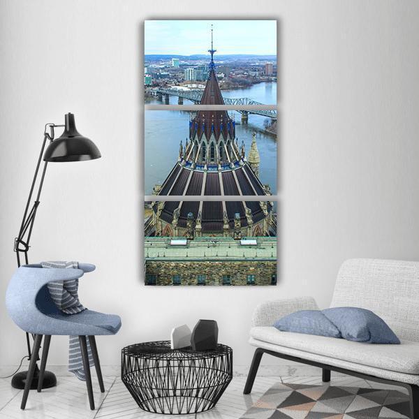 Library Of Parliament In Ottawa Vertical Canvas Wall Art-3 Vertical-Gallery Wrap-12" x 25"-Tiaracle