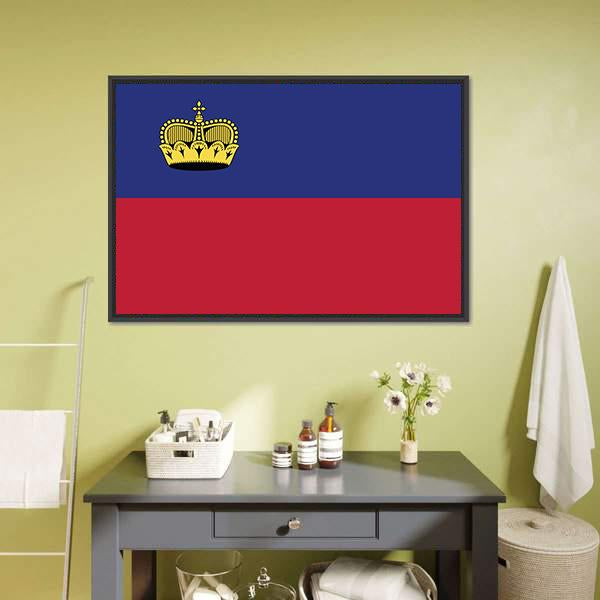 Liechtenstein Flag Canvas Wall Art-1 Piece-Floating Frame-24" x 16"-Tiaracle