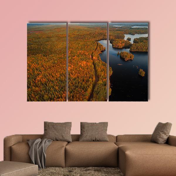 Autumn Liesjärvi National Park Canvas Wall Art-3 Horizontal-Gallery Wrap-37" x 24"-Tiaracle