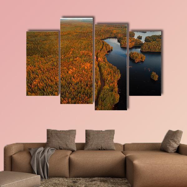 Autumn Liesjärvi National Park Canvas Wall Art-4 Pop-Gallery Wrap-50" x 32"-Tiaracle