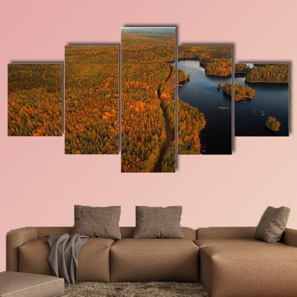Autumn Liesjärvi National Park Canvas Wall Art-5 Star-Gallery Wrap-62" x 32"-Tiaracle