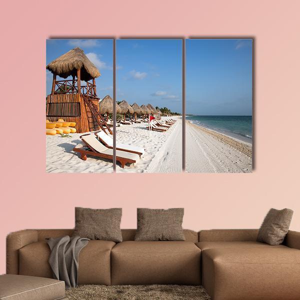 Playa Del Carmen Beach Canvas Wall Art-3 Horizontal-Gallery Wrap-25" x 16"-Tiaracle