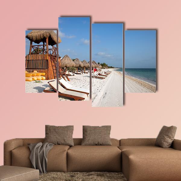 Playa Del Carmen Beach Canvas Wall Art-4 Pop-Gallery Wrap-50&quot; x 32&quot;-Tiaracle