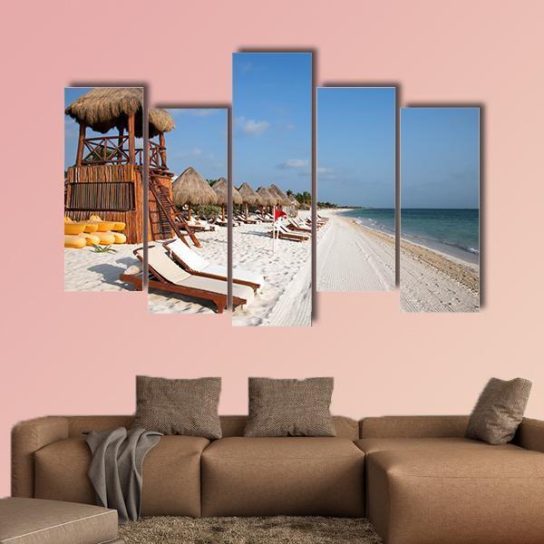 Playa Del Carmen Beach Canvas Wall Art-5 Pop-Gallery Wrap-47&quot; x 32&quot;-Tiaracle