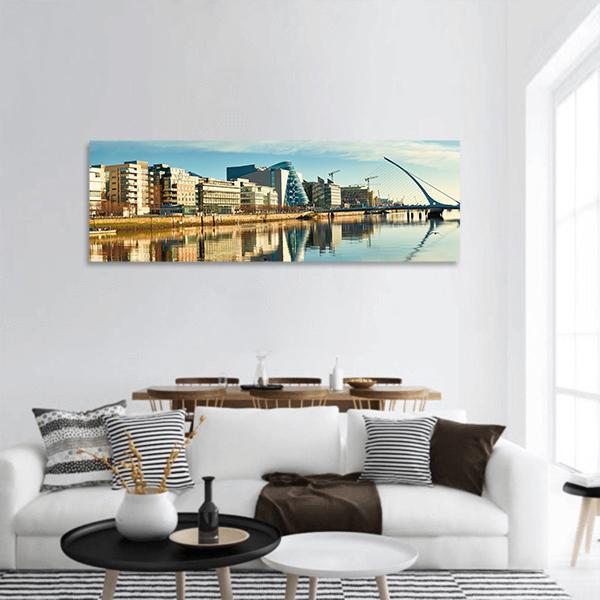 Buildings On Liffey River Panoramic Canvas Wall Art-1 Piece-36" x 12"-Tiaracle