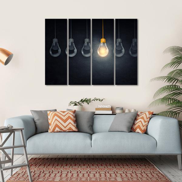 Light Bulbs Canvas Wall Art-4 Horizontal-Gallery Wrap-34" x 24"-Tiaracle