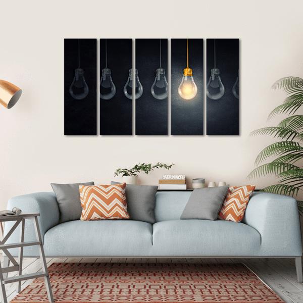 Light Bulbs Canvas Wall Art-5 Horizontal-Gallery Wrap-22" x 12"-Tiaracle