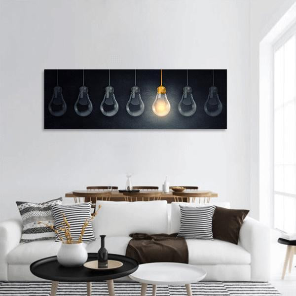 Light Bulbs Panoramic Canvas Wall Art-1 Piece-36" x 12"-Tiaracle