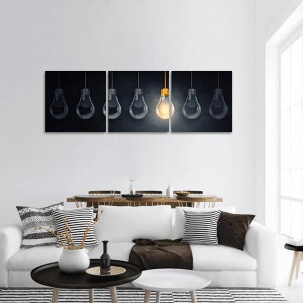 Light Bulbs Panoramic Canvas Wall Art-1 Piece-36" x 12"-Tiaracle