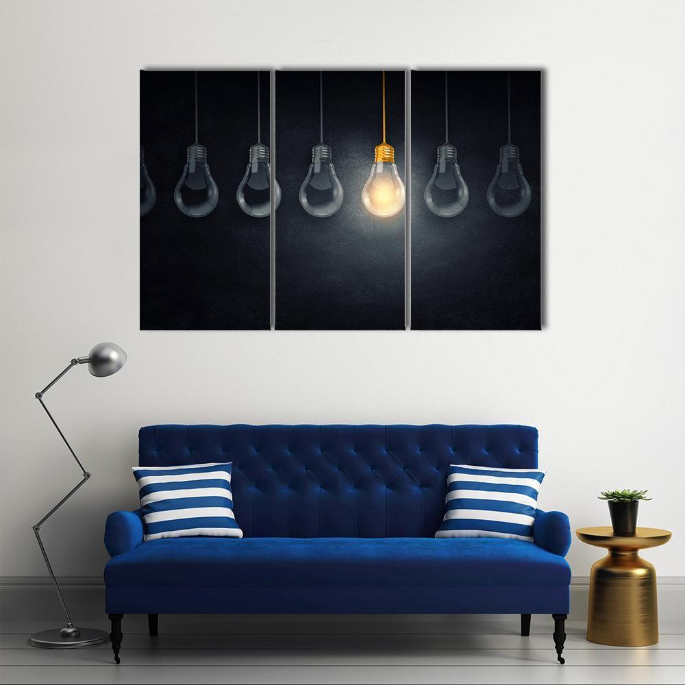 Light Bulbs Canvas Wall Art-3 Horizontal-Gallery Wrap-37" x 24"-Tiaracle