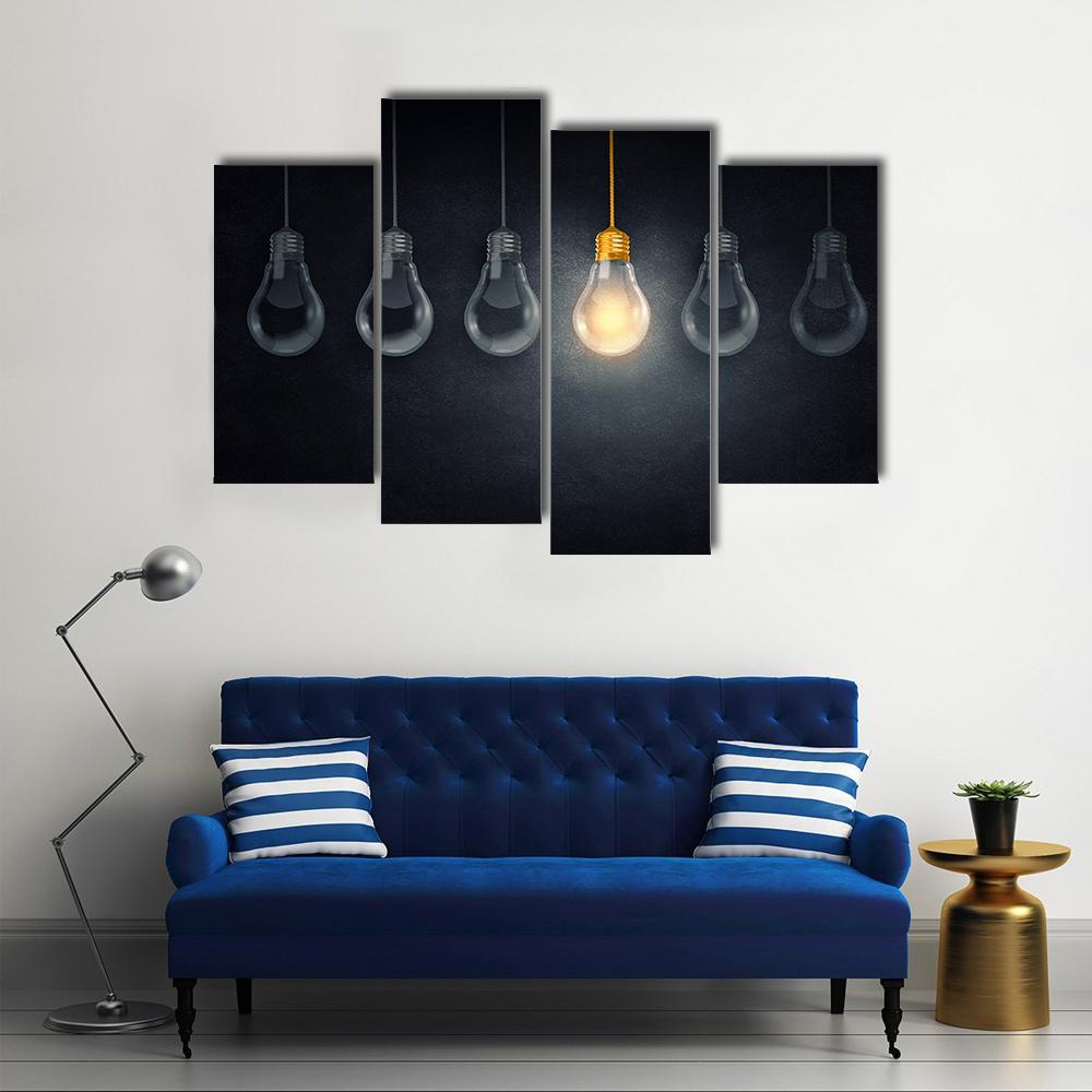 Light Bulbs Canvas Wall Art-4 Pop-Gallery Wrap-50&quot; x 32&quot;-Tiaracle