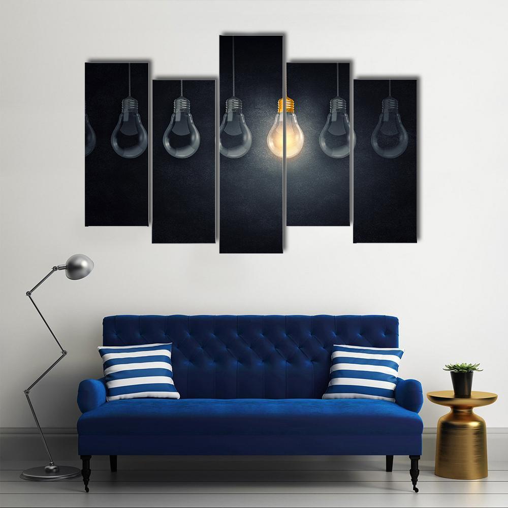 Light Bulbs Canvas Wall Art-5 Pop-Gallery Wrap-47" x 32"-Tiaracle