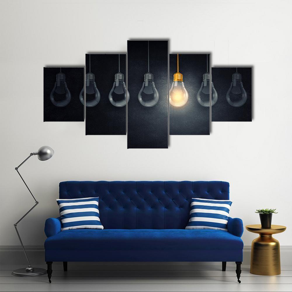Light Bulbs Canvas Wall Art-4 Pop-Gallery Wrap-50" x 32"-Tiaracle