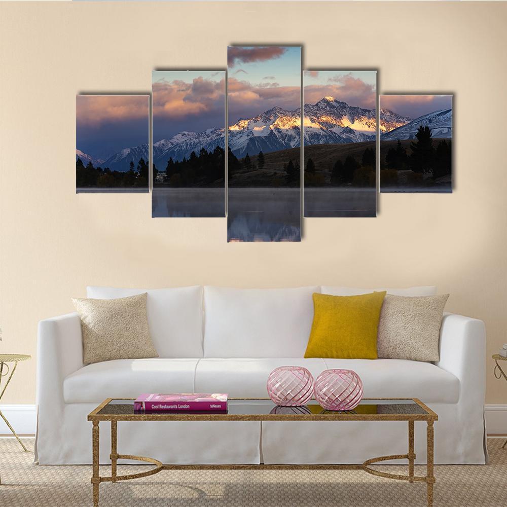 Lake Camp New Zealand Canvas Wall Art-5 Star-Gallery Wrap-62" x 32"-Tiaracle