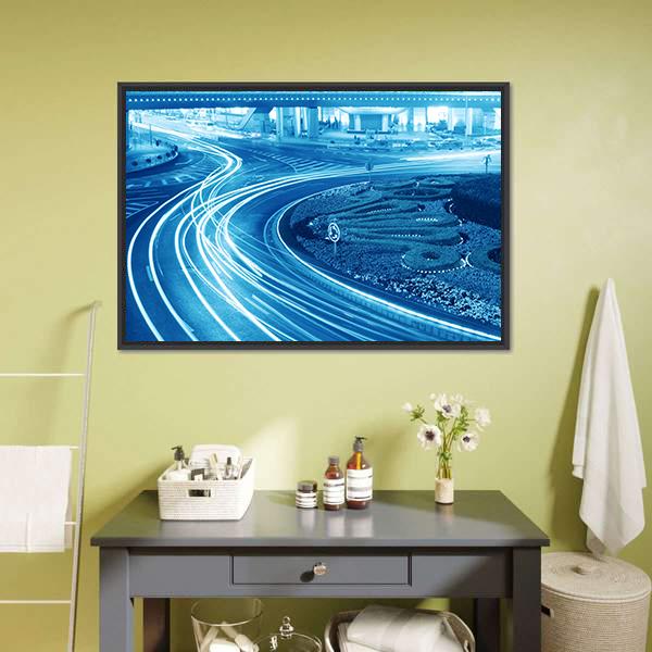 Light Trails In Shanghai Canvas Wall Art-1 Piece-Floating Frame-24&quot; x 16&quot;-Tiaracle