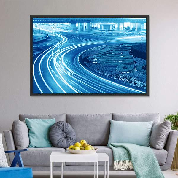 Light Trails In Shanghai Canvas Wall Art-3 Horizontal-Gallery Wrap-25&quot; x 16&quot;-Tiaracle