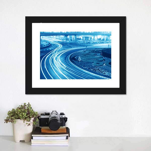 Light Trails In Shanghai Canvas Wall Art-1 Piece-Framed Print-20&quot; x 16&quot;-Tiaracle
