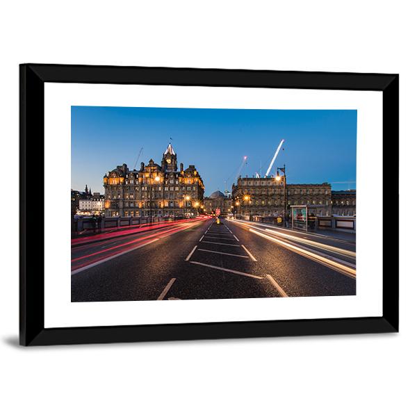 Light Trails On Bridge Edinburgh Canvas Wall Art-3 Horizontal-Gallery Wrap-25" x 16"-Tiaracle