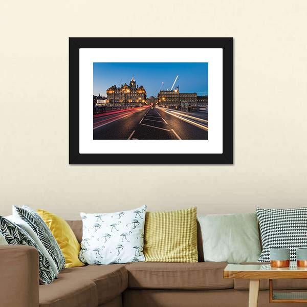 Light Trails On Bridge Edinburgh Canvas Wall Art-3 Horizontal-Gallery Wrap-25" x 16"-Tiaracle