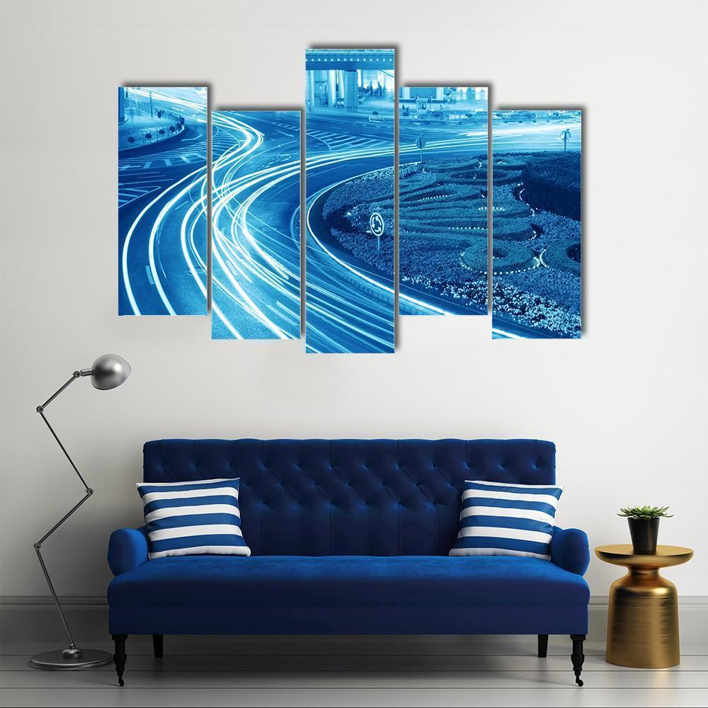 Light Trails In Shanghai Canvas Wall Art-5 Pop-Gallery Wrap-47" x 32"-Tiaracle