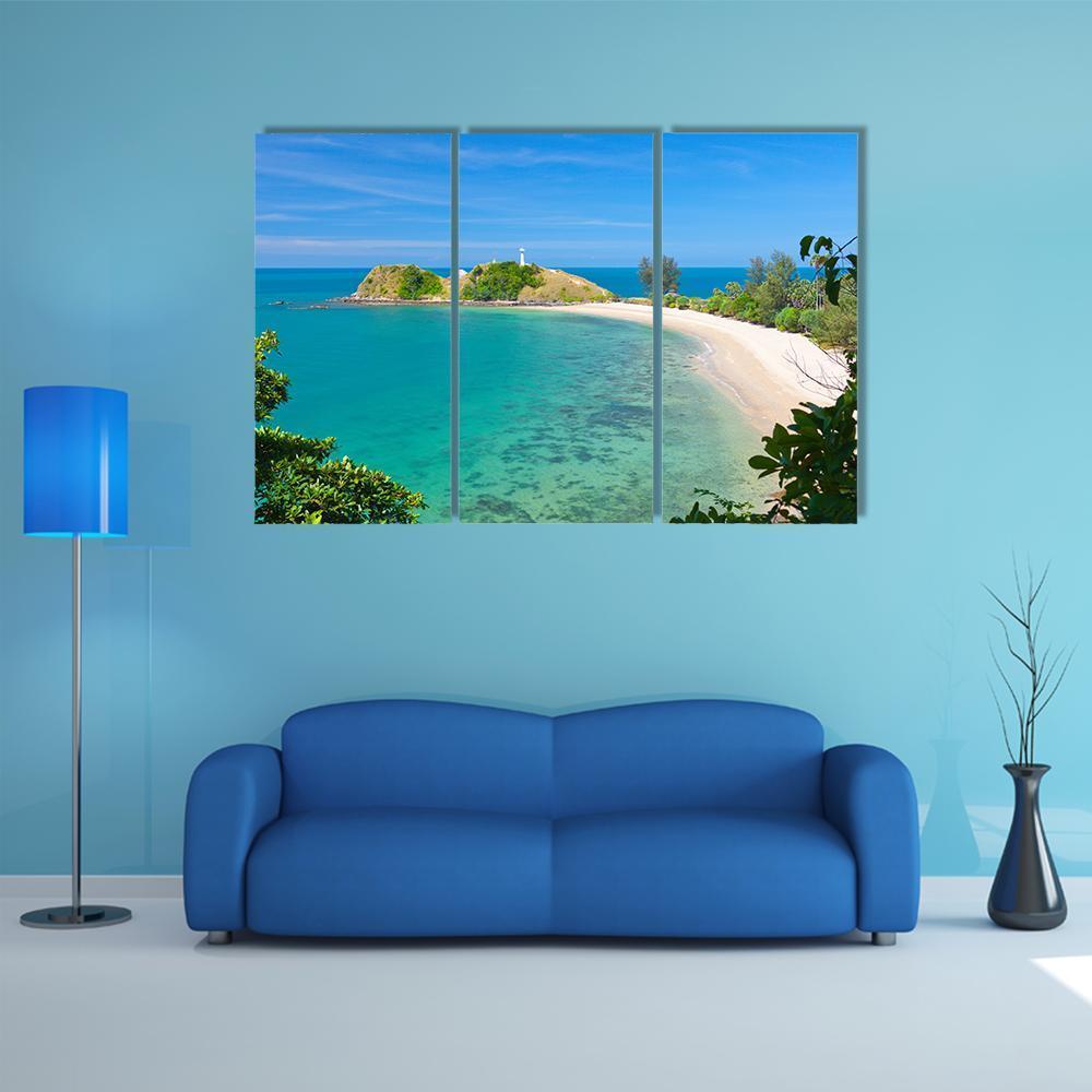 Lighthouse &amp; Beach Canvas Wall Art-3 Horizontal-Gallery Wrap-37" x 24"-Tiaracle