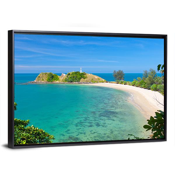Lighthouse &amp; Beach Canvas Wall Art-3 Horizontal-Gallery Wrap-25" x 16"-Tiaracle