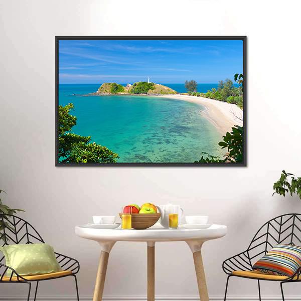Lighthouse &amp; Beach Canvas Wall Art-3 Horizontal-Gallery Wrap-25" x 16"-Tiaracle