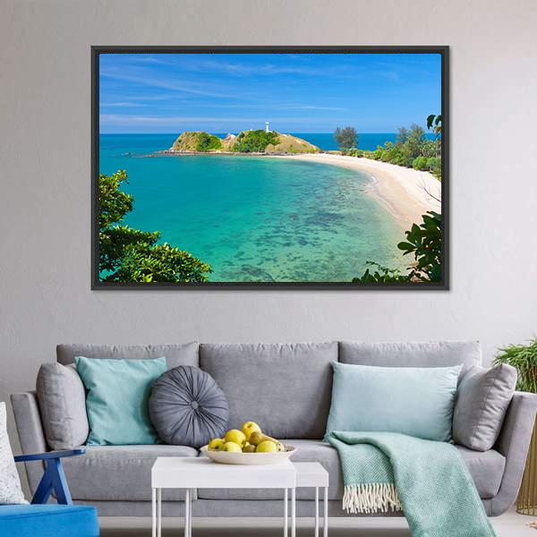 Lighthouse &amp; Beach Canvas Wall Art-3 Horizontal-Gallery Wrap-25" x 16"-Tiaracle