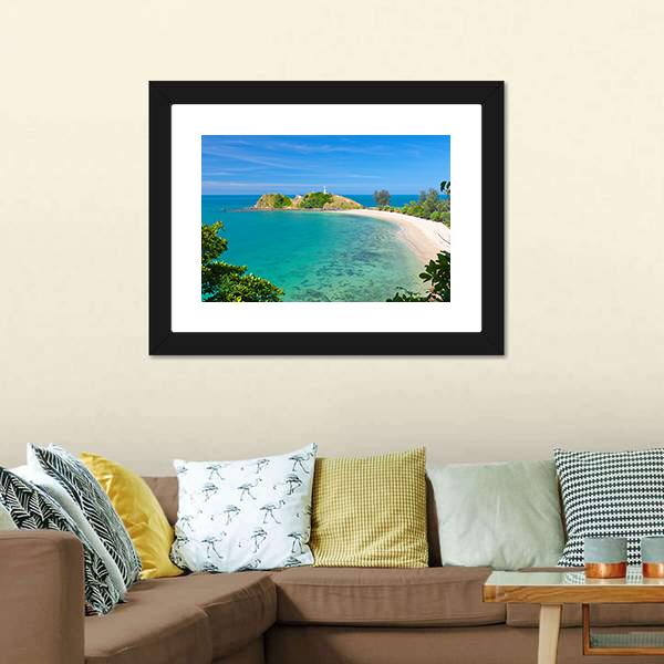 Lighthouse &amp; Beach Canvas Wall Art-3 Horizontal-Gallery Wrap-25" x 16"-Tiaracle