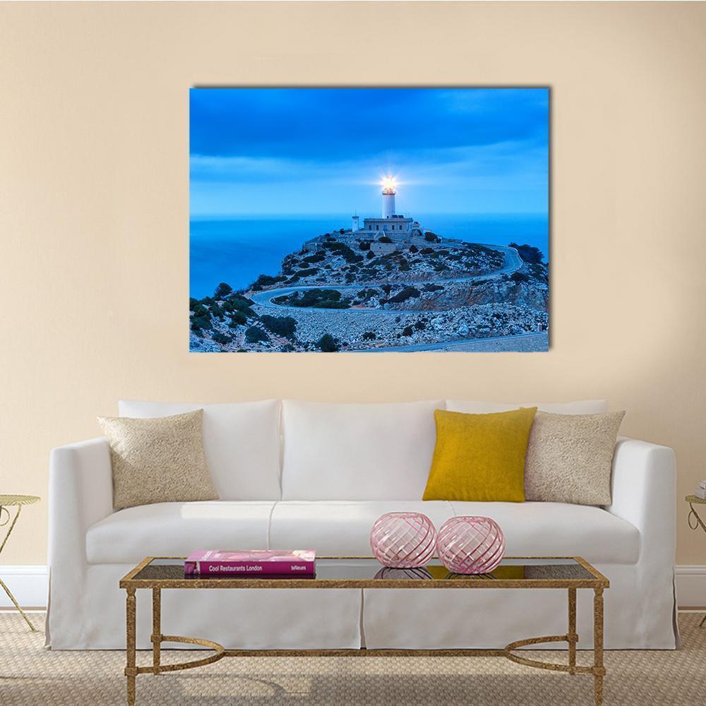 Formentor Lighthouse Canvas Wall Art-1 Piece-Gallery Wrap-48" x 32"-Tiaracle
