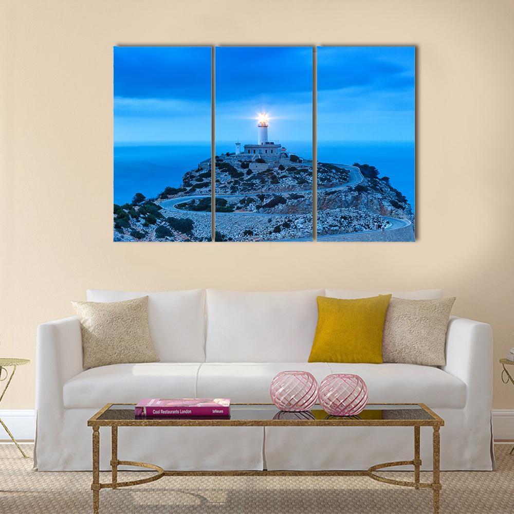 Formentor Lighthouse Canvas Wall Art-3 Horizontal-Gallery Wrap-37" x 24"-Tiaracle
