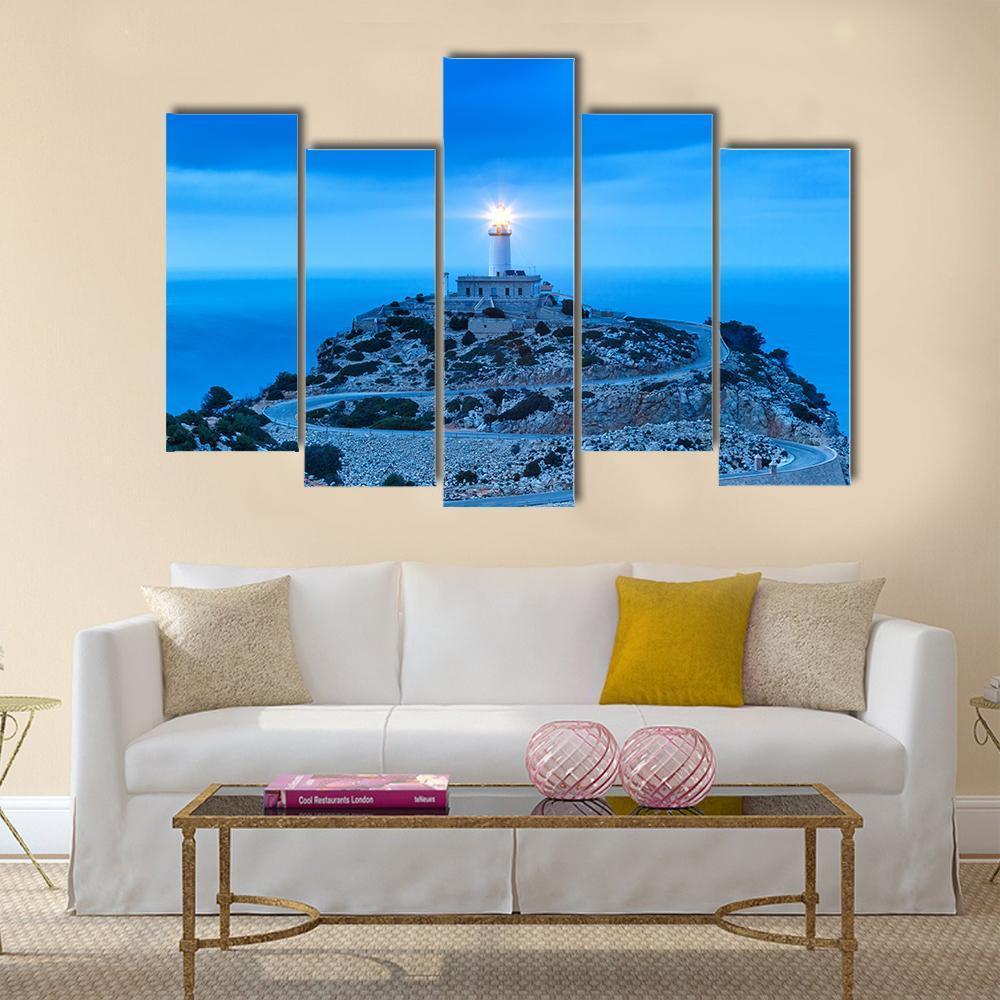 Formentor Lighthouse Canvas Wall Art-5 Pop-Gallery Wrap-47" x 32"-Tiaracle