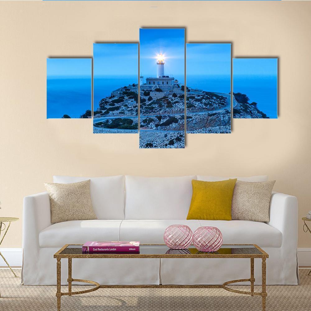 Formentor Lighthouse Canvas Wall Art-5 Star-Gallery Wrap-62" x 32"-Tiaracle