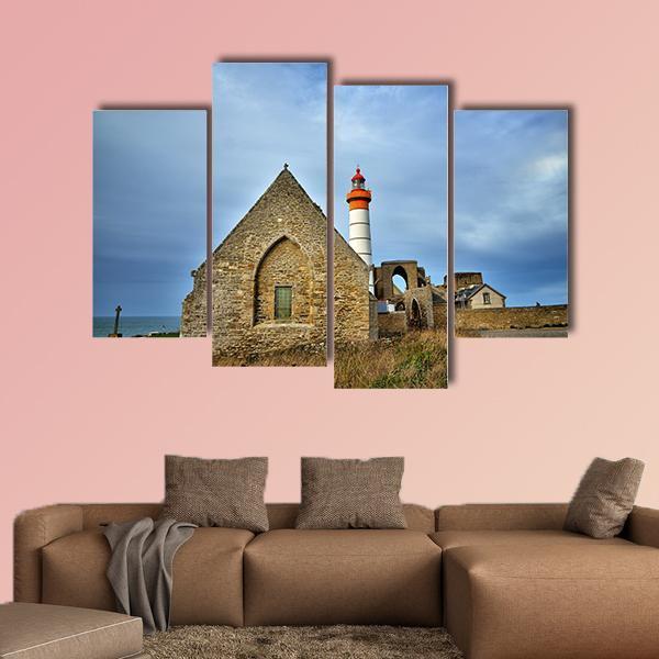 Lighthouse In Brittany Canvas Wall Art-4 Pop-Gallery Wrap-50" x 32"-Tiaracle