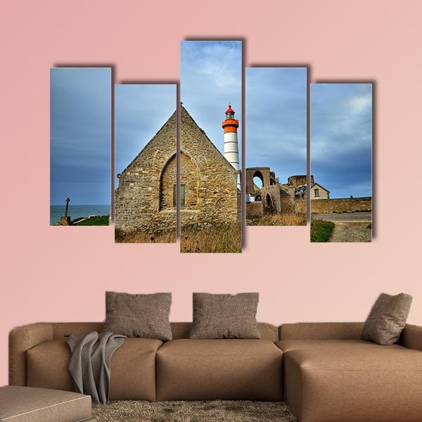 Lighthouse In Brittany Canvas Wall Art-5 Pop-Gallery Wrap-47" x 32"-Tiaracle