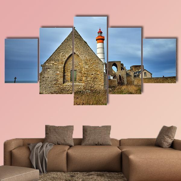 Lighthouse In Brittany Canvas Wall Art-5 Star-Gallery Wrap-62" x 32"-Tiaracle