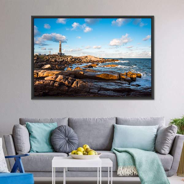 Lighthouse In Cabo Polonio Panoramic Canvas Wall Art-1 Piece-36" x 12"-Tiaracle
